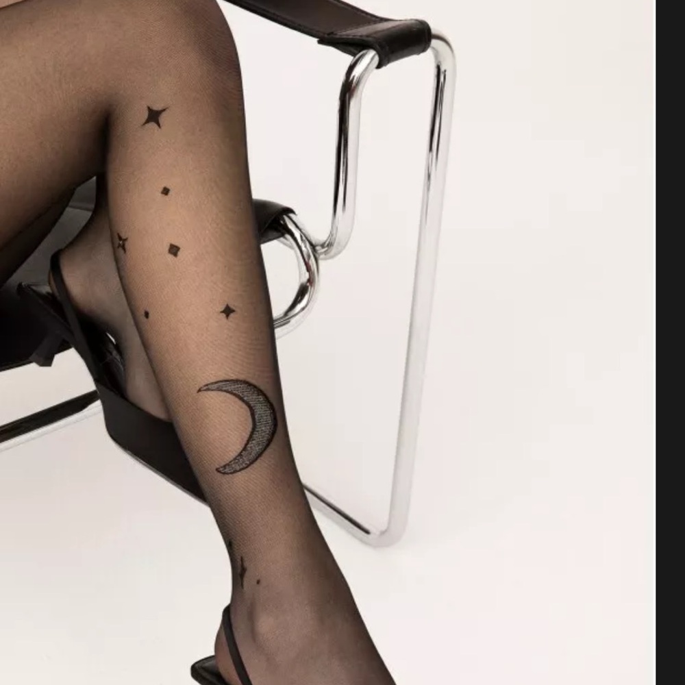 Pantyhose gypsy moon star galaxy space black stockings lingerie tights gothic